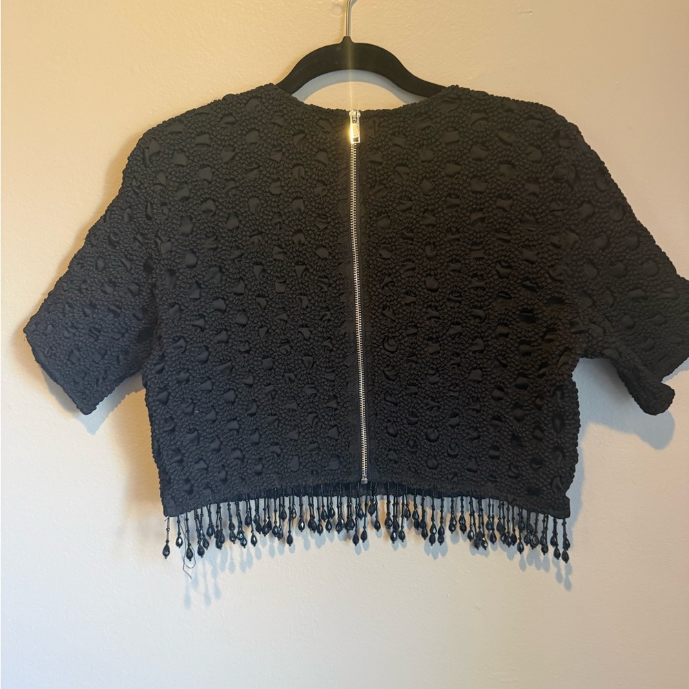 GANNI Black Smocked Top with beads - Picture 7 of 7